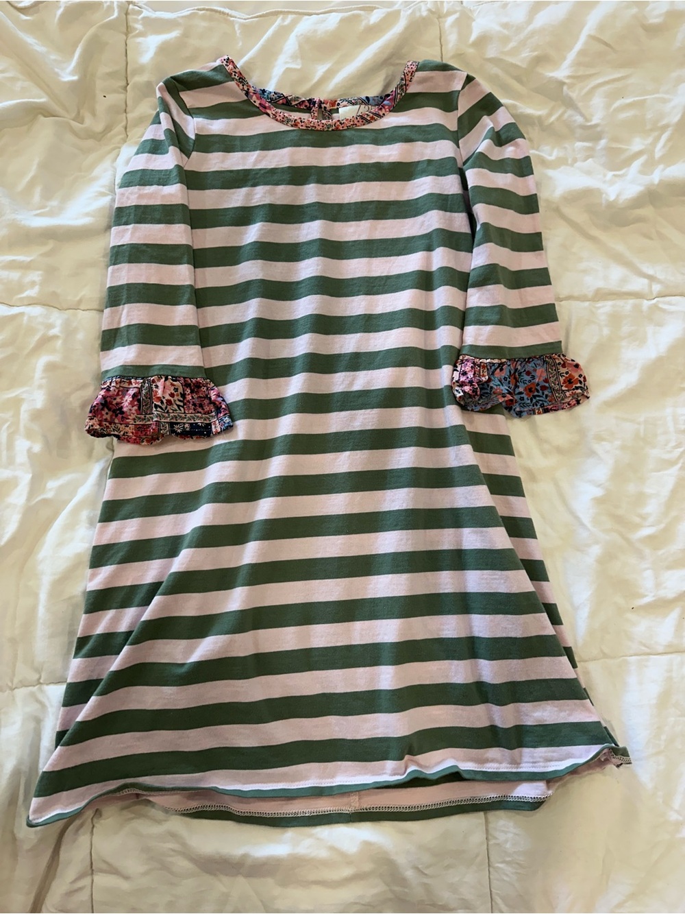 Striped dress with paisley bell sleeves